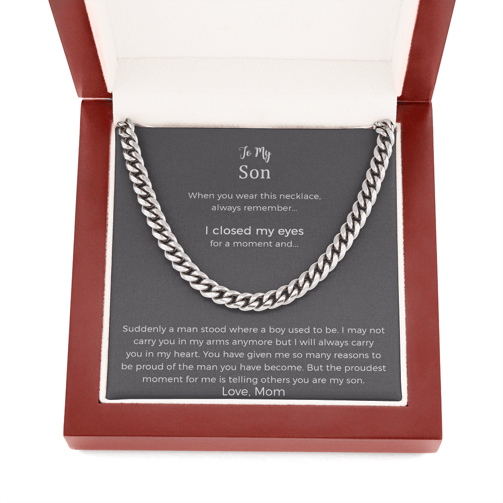 Sentimental Son Gifts From Mom, Son Cuban Chain Necklace, Mother To Son Gifts, Gifts For Son Birthday, Unique Gifts For Son From Mother