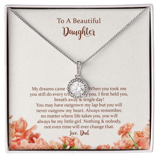 Daughter Eternal Hope Necklace Gift from Dad, Inspirational Gifts for Daughter from Father, Birthday Christmas Graduation Gifts for Teen Girls Women with Message Card
