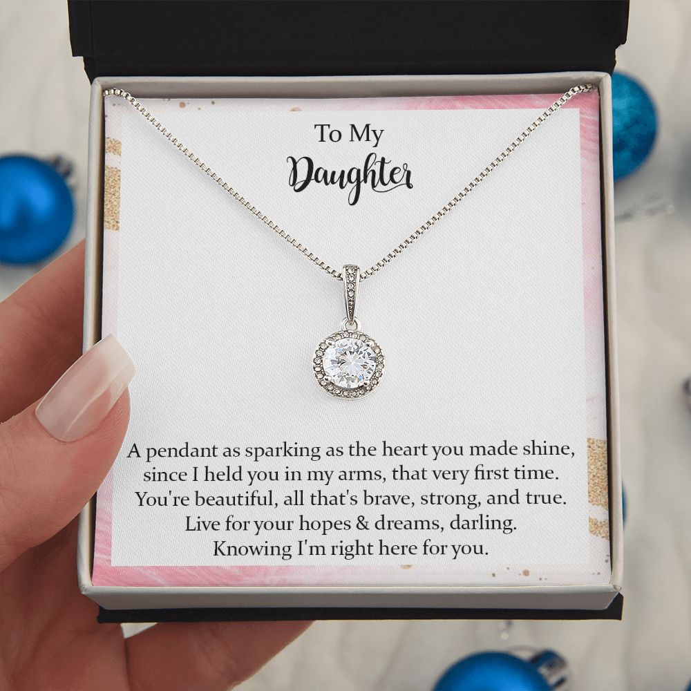 Daughter Eternal Hope Necklace Gift from Mom Dad, Christmas Gifts for Teenage Girls, Jewelry Gift for Daughter from Mother Father on Birthday, Graduation  with Message Card