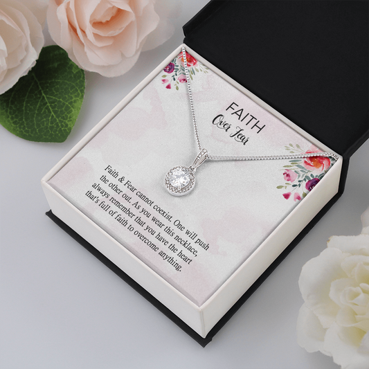 Faith Over Fear Necklace Gift,  Motivation Inspiring Gift For Friend Necklace And Card Hard Tough Time Support Gift