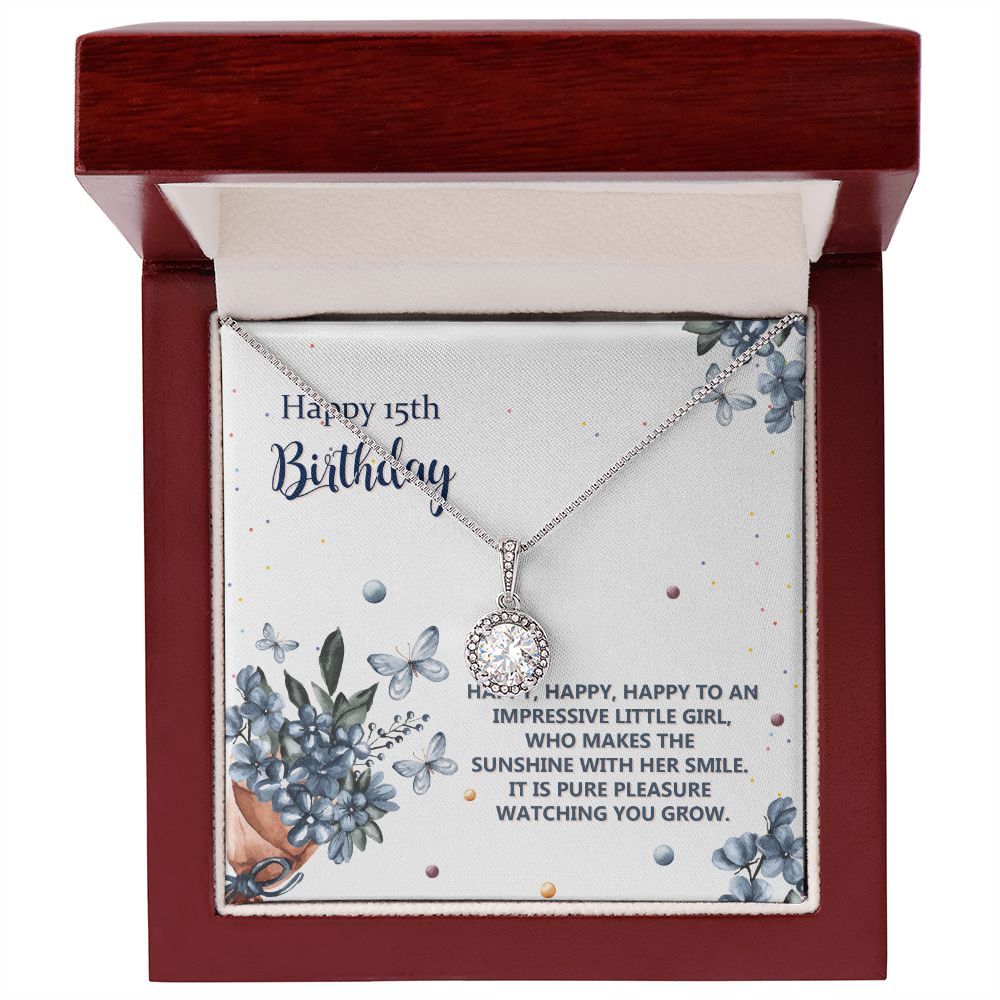 Birthday Gifts for 15 Year Old Girls, Eternal Hope Necklace Gifts for Teenage Girls, Happy Birthday Jewelry Gifts for My Beautiful Daughter with Message Card And Gift Box