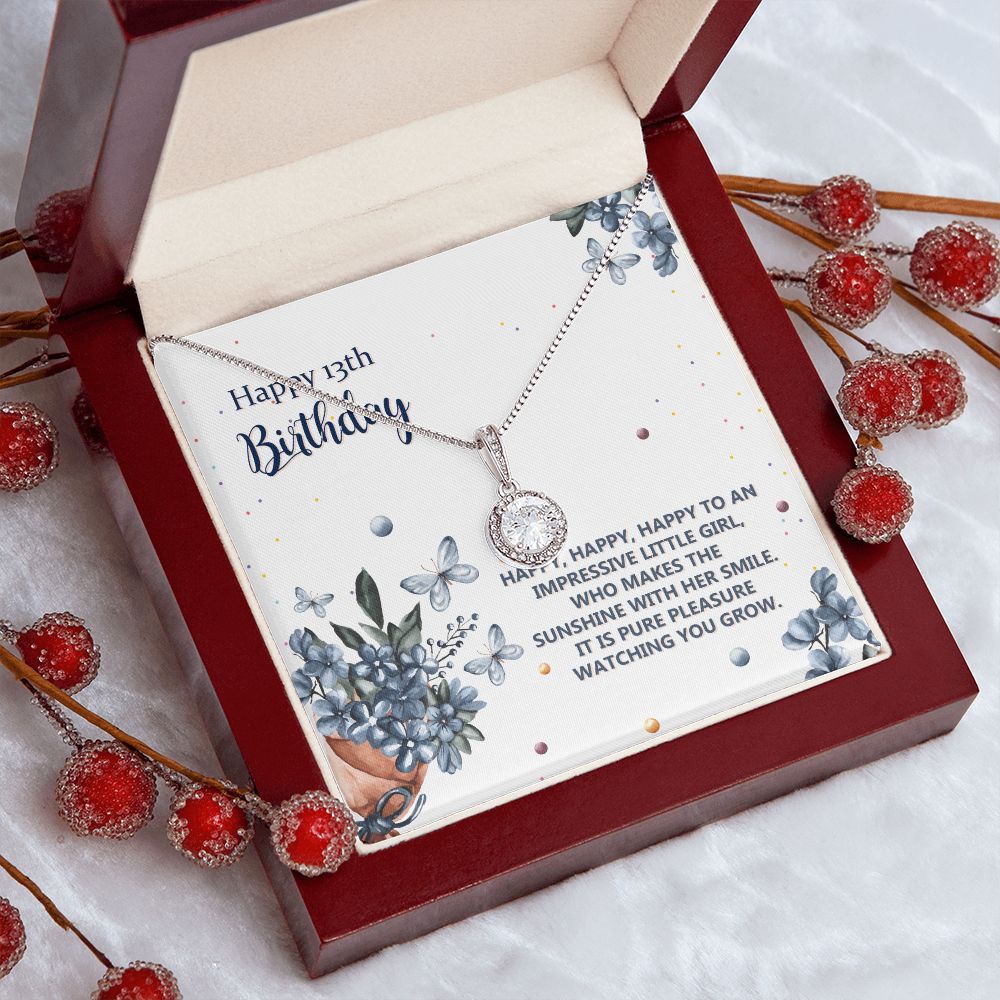 Birthday Gifts for 13 Year Old Girls, Eternal Hope Necklace Gifts for Teenage Girls, Happy Birthday Jewelry Gifts for My Beautiful Daughter with Message Card And Gift Box