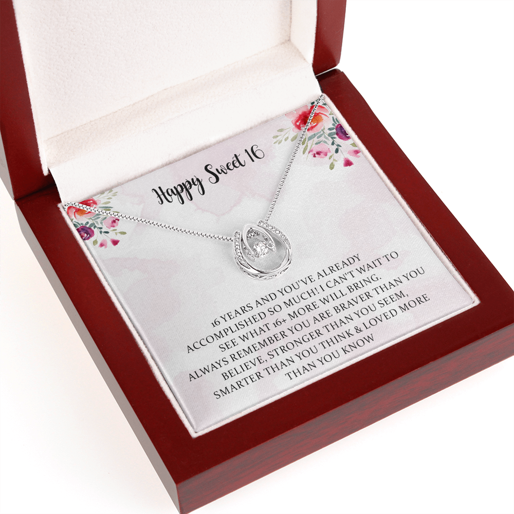 Sweet 16 Lucky In Love Necklace Gift, 16th Birthday Gift Girl Necklace, Happy Sweet 16