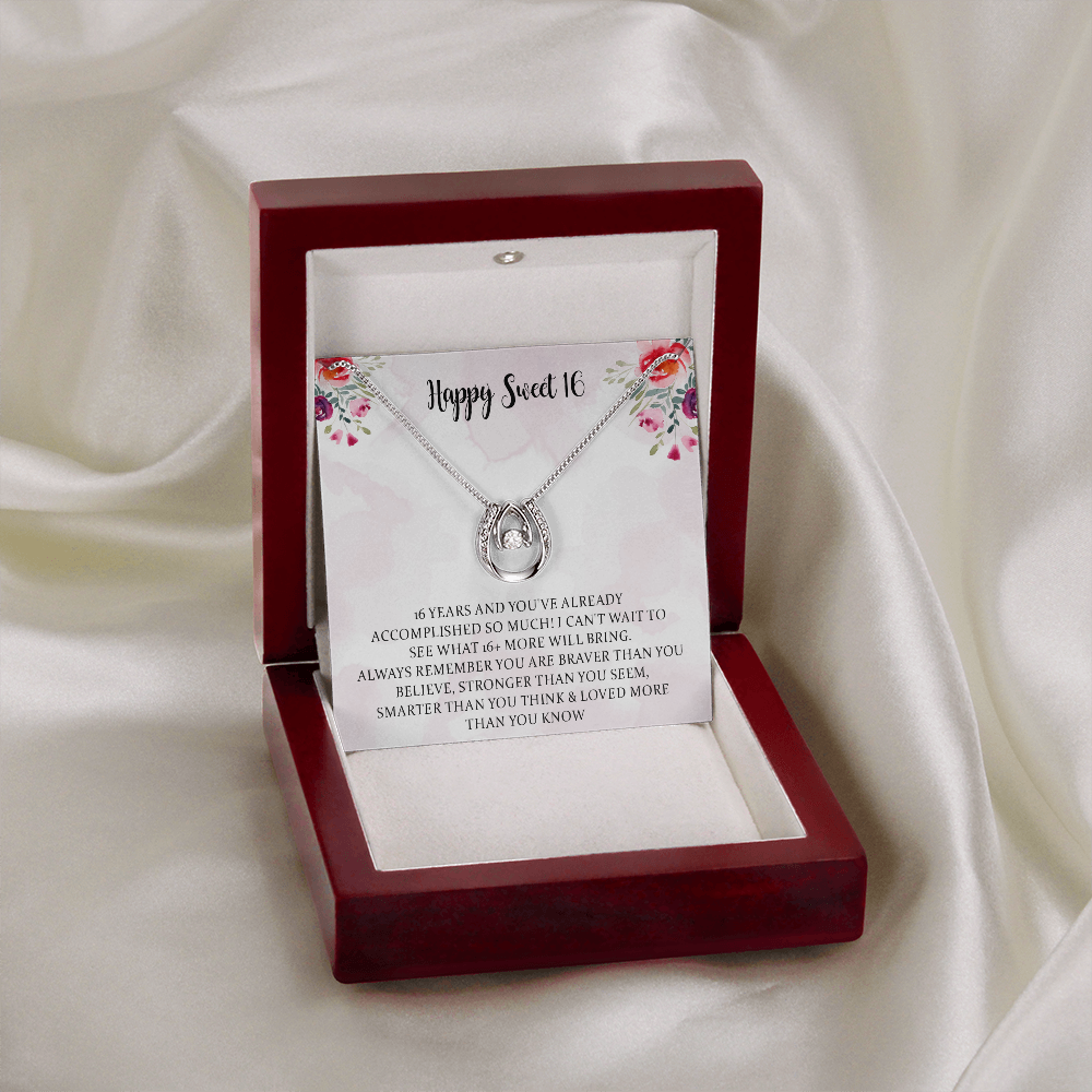 Sweet 16 Lucky In Love Necklace Gift, 16th Birthday Gift Girl Necklace, Happy Sweet 16