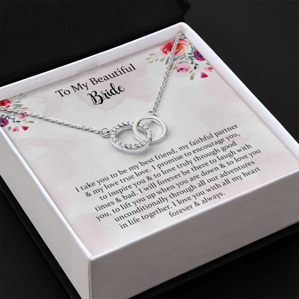 Groom To Bride Gift From Groom On Wedding Day Perfect Pair Necklace Gift,  I Love You With All My Heart Forever & Always.