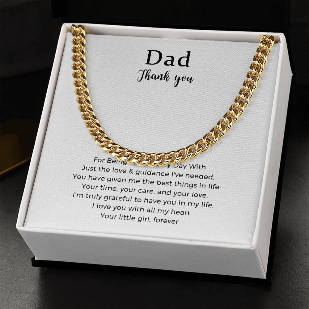 Gift From Daughter To Dad Necklace, Fathers Day Gifts, Dad Gifts, Cuban Link Chain, Birthday Gifts, Gift From Daughter, Necklace For Men