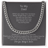 To My Dad Cuban Chain Necklace, Father's Day Gift For Dad, Dad Birthday Gift From Daughter Or Son