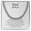 Gift From Daughter To Dad Necklace, Fathers Day Gifts, Dad Gifts, Cuban Link Chain, Birthday Gifts, Gift From Daughter, Necklace For Men