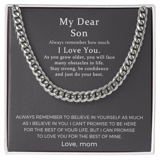 To My Uncle Cuban Chain Necklace from Mom, Mother to Son Gifts, Jewelry Gifts for Uncle Birthday Christmas Anniversary.