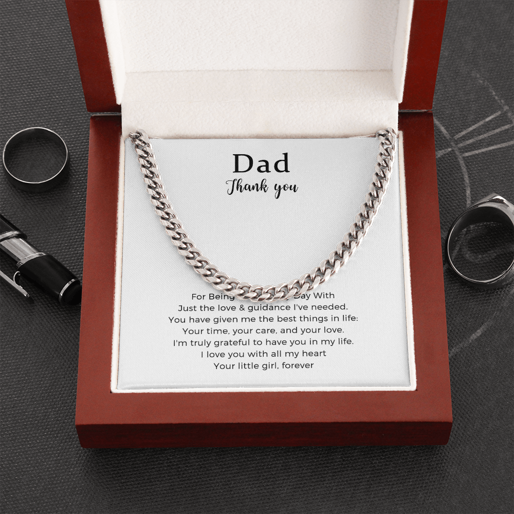 Gift From Daughter To Dad Necklace, Fathers Day Gifts, Dad Gifts, Cuban Link Chain, Birthday Gifts, Gift From Daughter, Necklace For Men