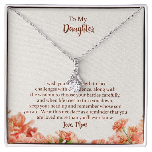To My Beautiful Daughter Alluring Beauty Necklace，Gift for Daughter from Mom, Mother Daughter Necklace, Birthday, Graduation Christmas Jewelry Gifts for My Beautiful Daugther with Message Card