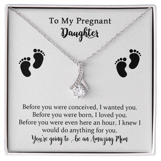 Pregnancy Alluring Beauty Necklace from Mom, To My Daughter Jewelry Gift on Your Pregnancy， Mom to Be Gift，Pregnancy Necklace for Expecting New Mom with Message Card
