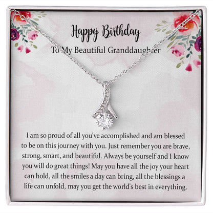 Happy Birthday Necklace Gift for Granddaughter, Granddaughter Jewelry Gifts from Grandma, Birthday Pendant Gift Ideas with Message Card and Gift Box