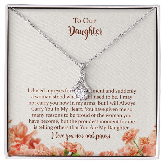 Daughter Gift from Mom，To My Daughter Alluring Beauty Necklace，Gift for Daughter from Mother，Birthday Graduation Christmas Jewelry Gifts for My Beautiful Daugther with Message Card