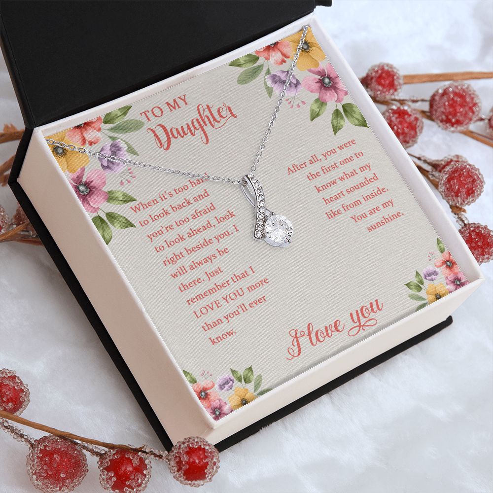 Daughter Alluring Beauty Necklace Gift from Mom, Gifts for Daughters from Mothers, to My Daughter, Jewelry Gift for Daughter on Birthday, Graduation from Mother with Message Card