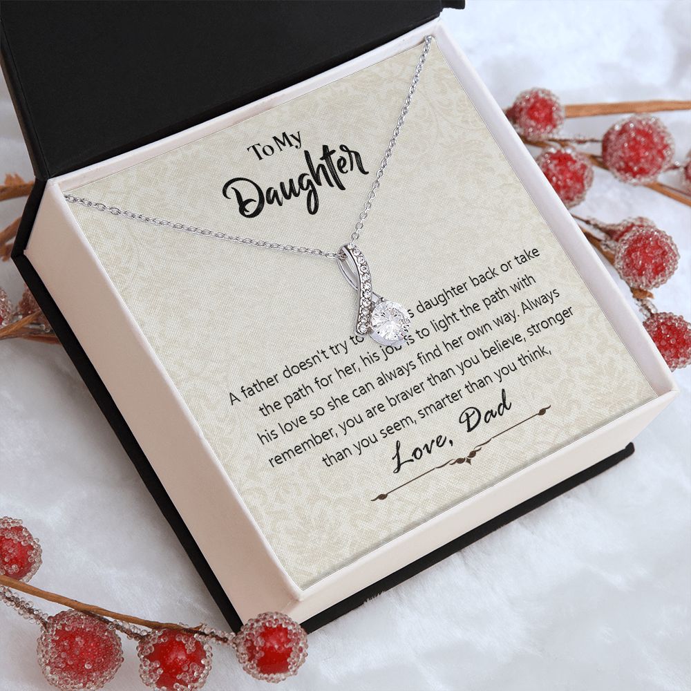 Daughter Gift from Dad，Daughter Father Alluring Beauty Necklace, Gift For Daughter from Dad， To My Daughter, Jewelry Gift for Daughter on Birthday, Christmas, Graduation with Message Card