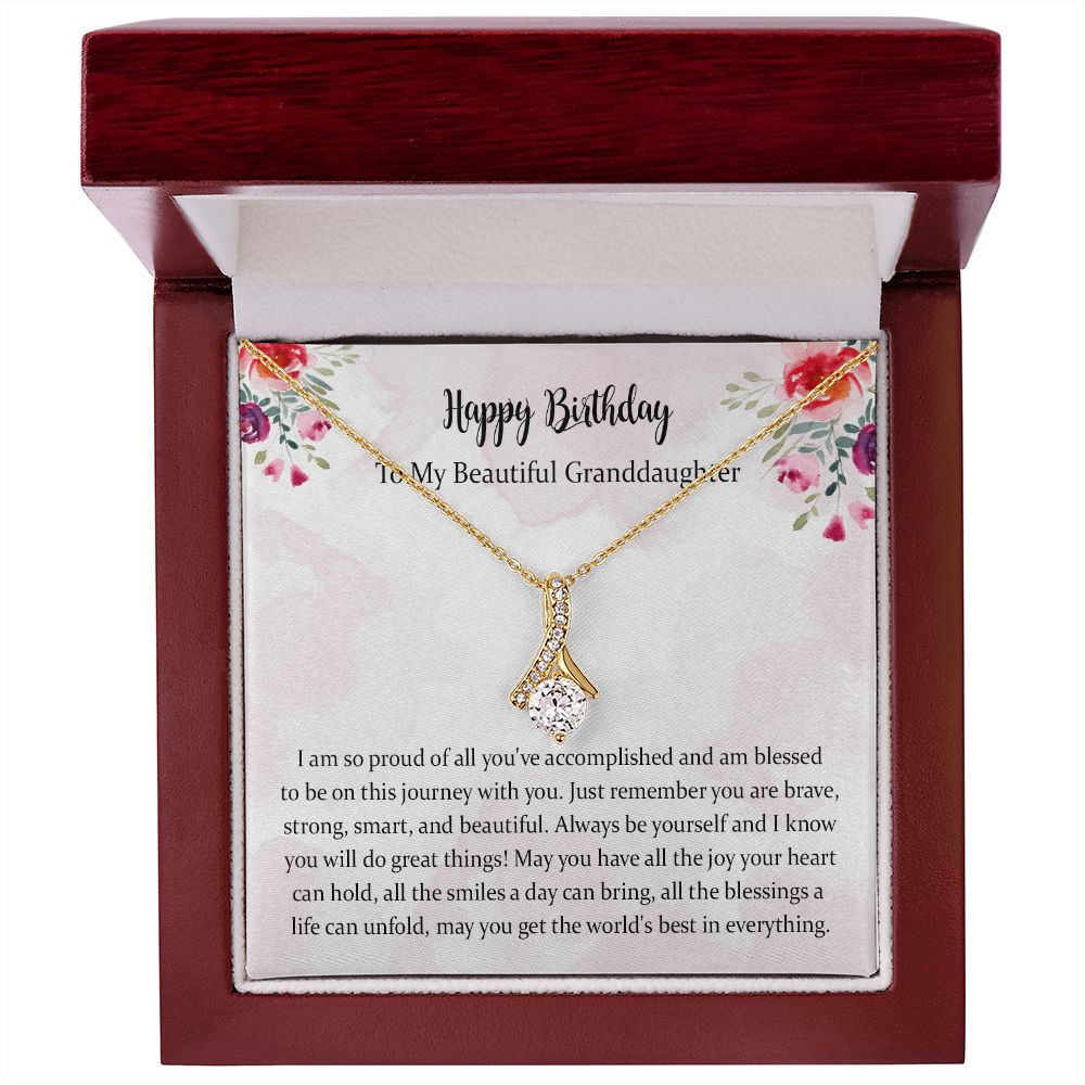 Happy Birthday Necklace Gift for Granddaughter, Granddaughter Jewelry Gifts from Grandma, Birthday Pendant Gift Ideas with Message Card and Gift Box