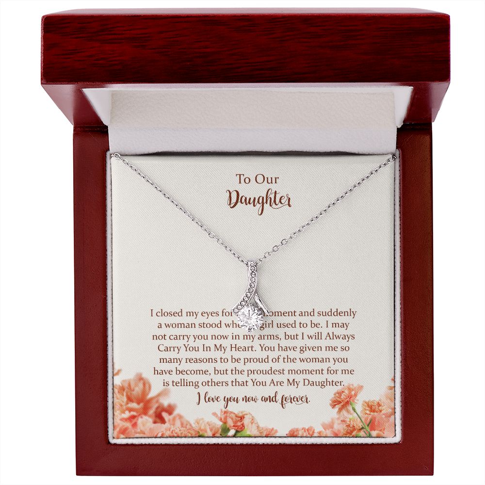 Daughter Gift from Mom，To My Daughter Alluring Beauty Necklace，Gift for Daughter from Mother，Birthday Graduation Christmas Jewelry Gifts for My Beautiful Daugther with Message Card