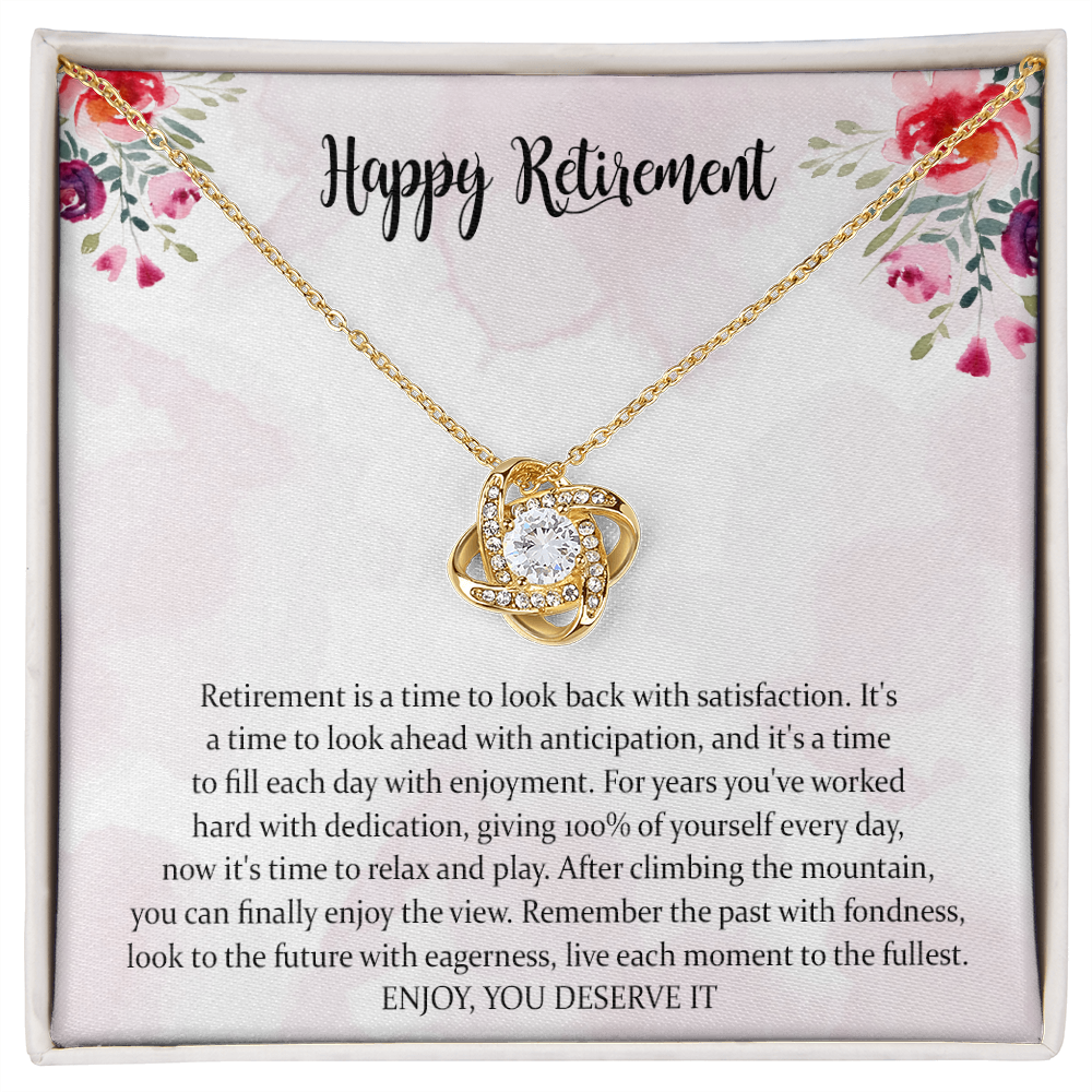 Retirement Love Knot Necklace Gifts For Women, Female Retirement Gifts 2022, Happy Retirement, Retirement For Teacher, Nurse, Boss, Coworker Farewell Gifts