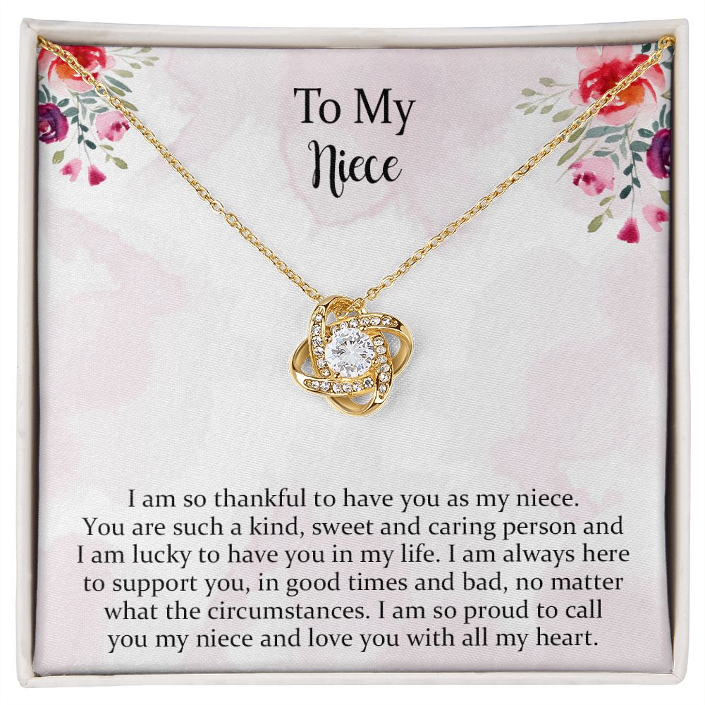 The Love Knot Necklace To My Niece Gifts, I'm So Thankful, Love Knot Necklace For Women, Birthday Present Ideas From aunt Uncle Unique Gift Necklace for Birthday
