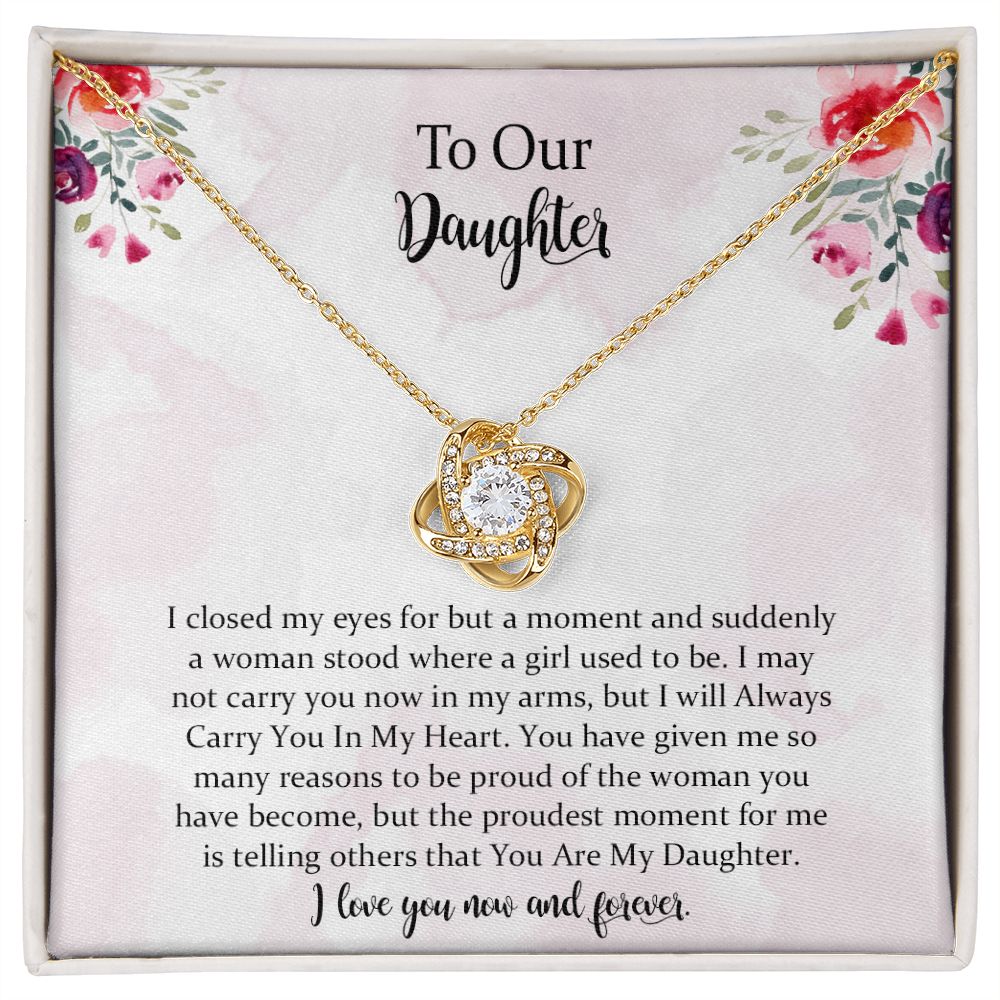 Daughter Gift from Mom To My Daughter Love Knot Necklace Gift