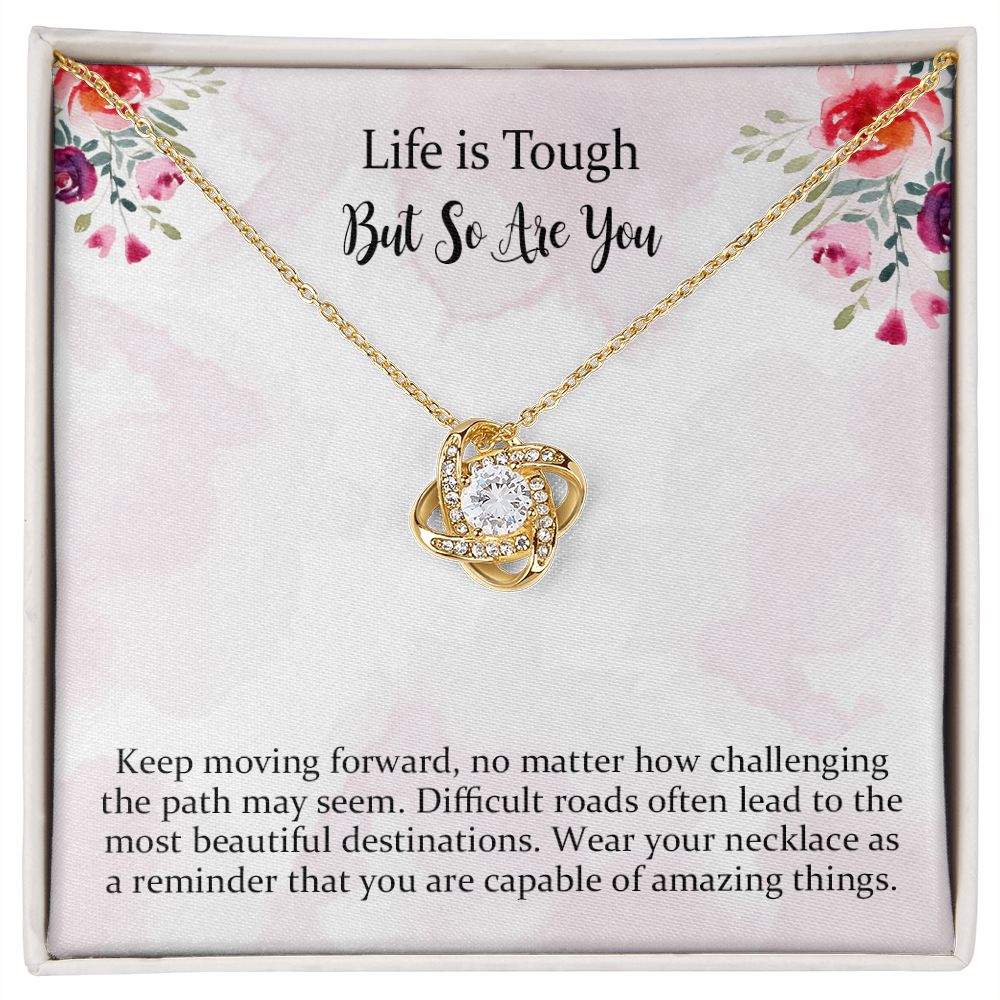 Cancer Survivor Love Knot Necklace Gift， Encouragement Jewelry Gifts for Women， Sick Friend Care Package Unique Gift Necklace for Birthday， Anniversary