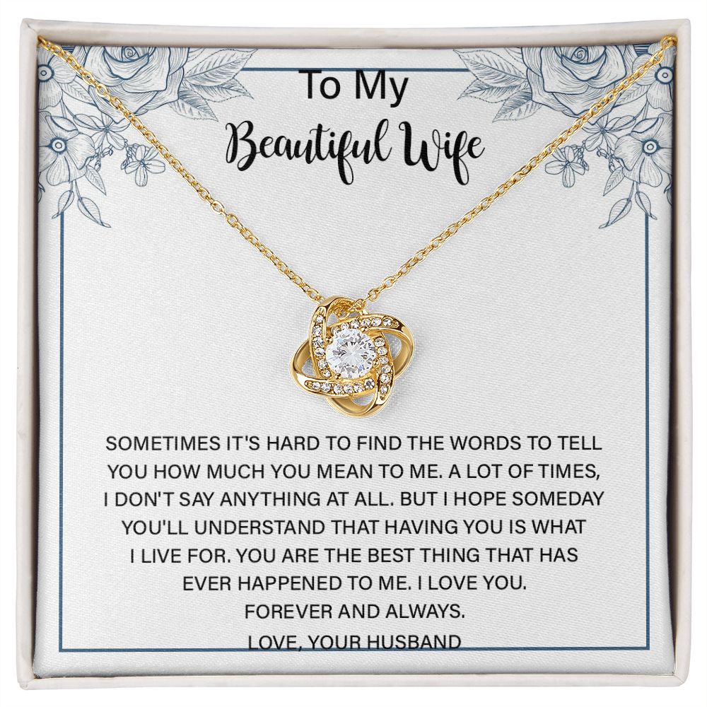 Love Knot Necklace Gifts for Wife from Husband, Jewelry Gifts for Women, Wedding Anniversary Birthday Christmas Gifts for Wife, Gift Items for Women with a Message Card
