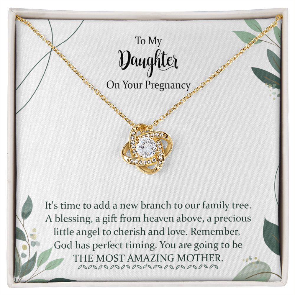 Pregnancy Love Knot Necklace for Expecting New Mom, To My Daughter on Your Pregnancy Necklace from Mom, Daughter Necklace Gift for Women, First Time Mom Pregnant Mother to Be Jewelry with Message Card