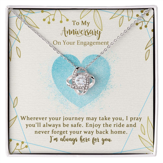 Engagement Love Knot Necklace Gifts for Daughter from Mother, Congratulations on Engagement, Bride to Be Gifts for Her from Mom, Jewelry Gift for Daughter on Engagement with Message Card