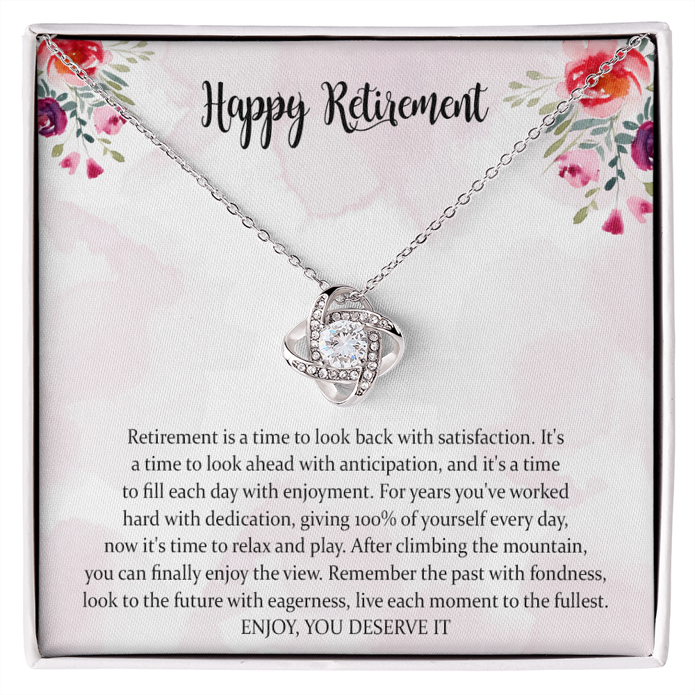 Retirement Love Knot Necklace Gifts For Women, Female Retirement Gifts 2022, Happy Retirement, Retirement For Teacher, Nurse, Boss, Coworker Farewell Gifts