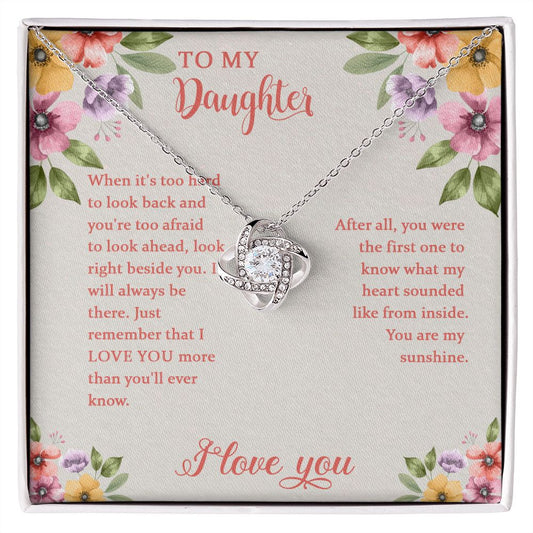 Daughter Love Knot Necklace Gift from Mom, Gifts for Daughters from Mothers, To My Daughter, Jewelry Gift for Daughter on Birthday, Graduation from Mother with Message Card