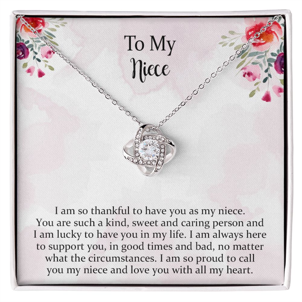 The Love Knot Necklace To My Niece Gifts, I'm So Thankful, Love Knot Necklace For Women, Birthday Present Ideas From aunt Uncle Unique Gift Necklace for Birthday
