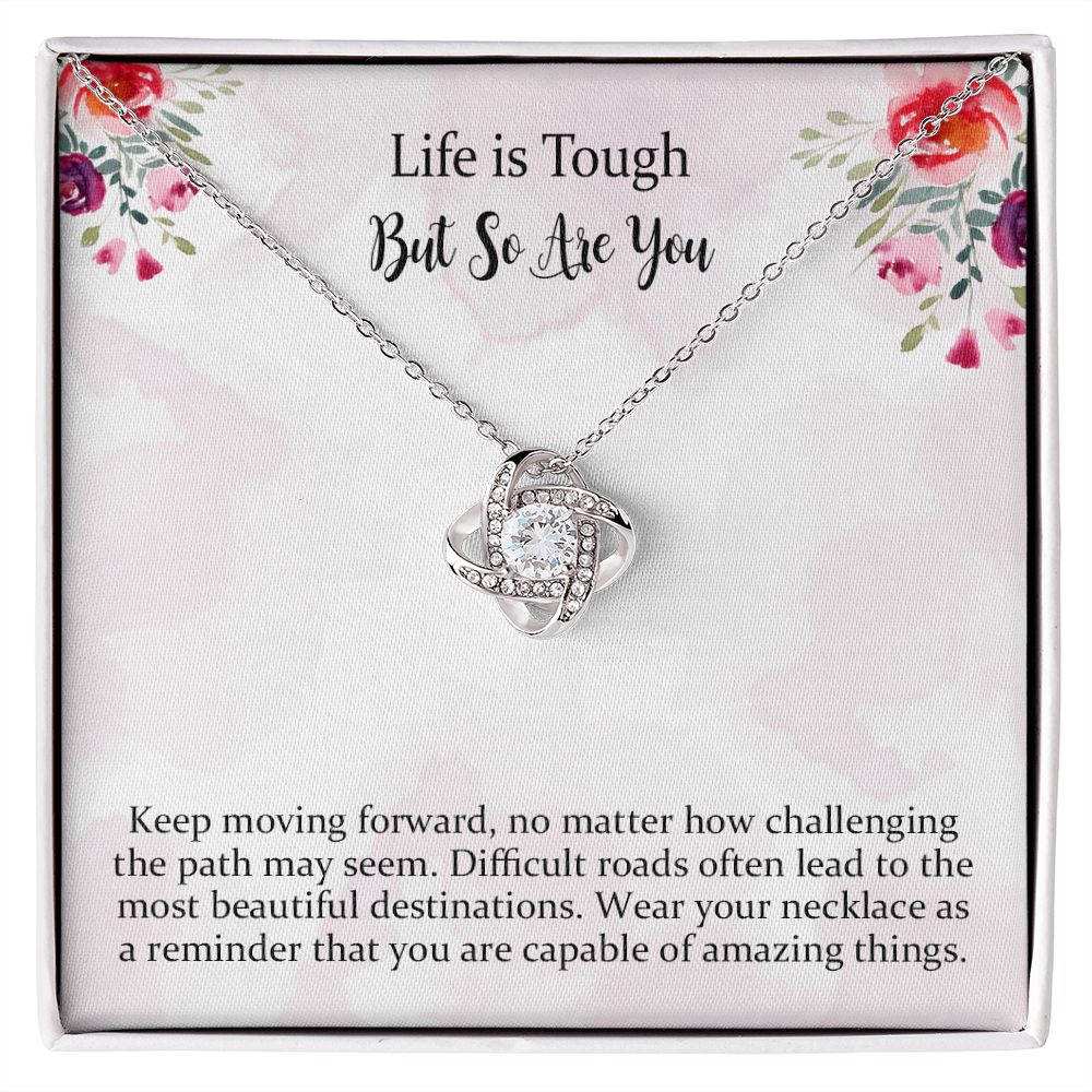 Cancer Survivor Love Knot Necklace Gift， Encouragement Jewelry Gifts for Women， Sick Friend Care Package Unique Gift Necklace for Birthday， Anniversary