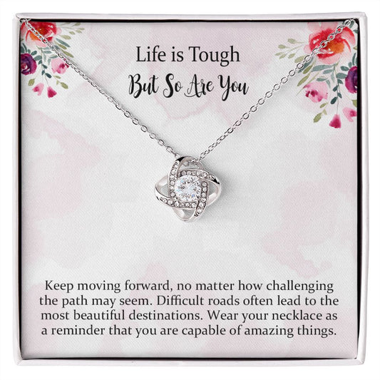 Cancer Survivor Love Knot Necklace Gift， Encouragement Jewelry Gifts for Women， Sick Friend Care Package Unique Gift Necklace for Birthday， Anniversary