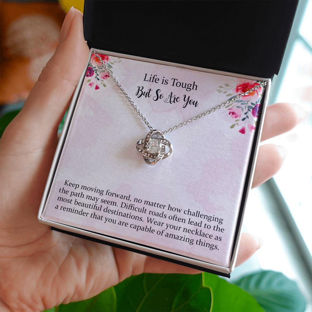 Cancer Survivor Love Knot Necklace Gift， Encouragement Jewelry Gifts for Women， Sick Friend Care Package Unique Gift Necklace for Birthday， Anniversary