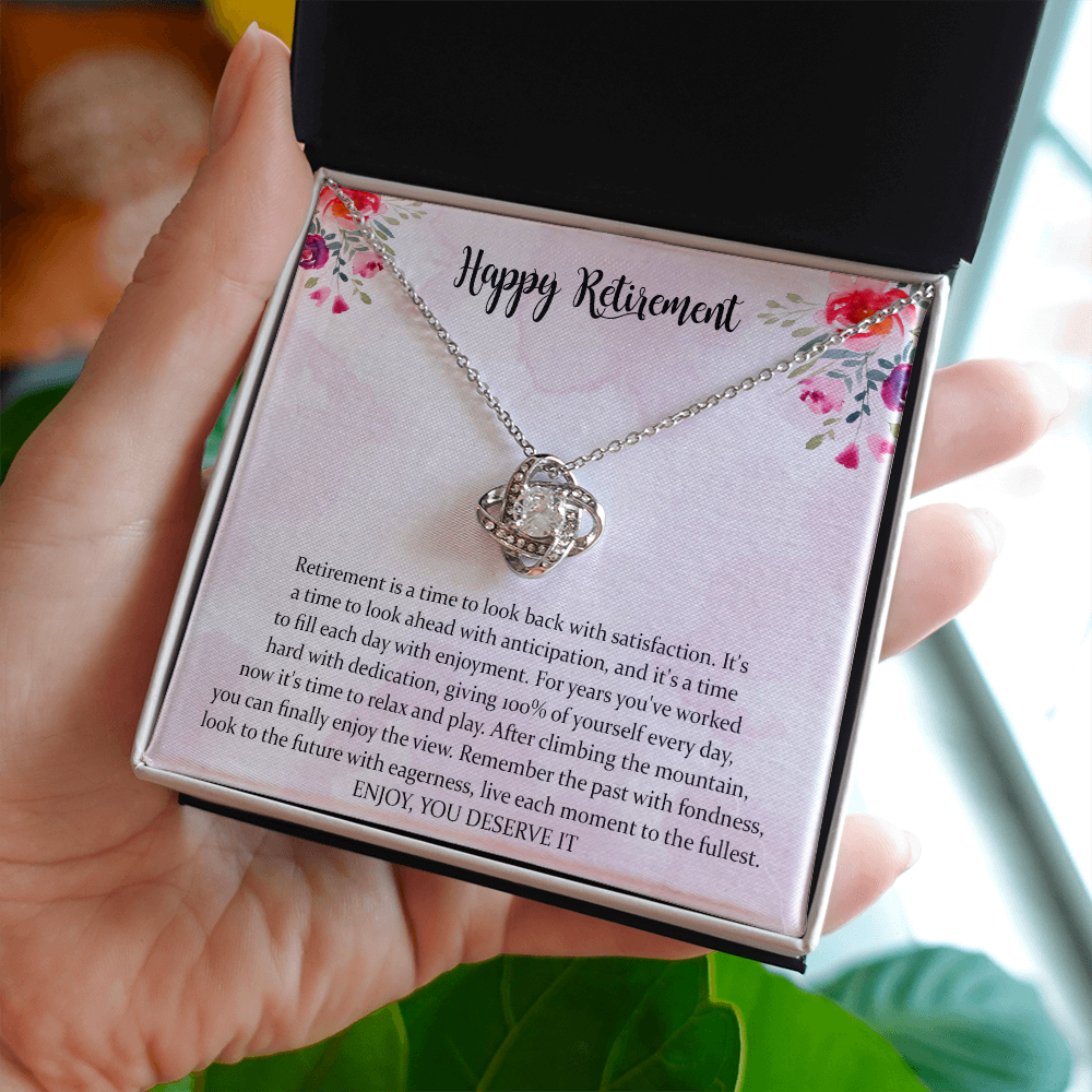 Retirement Love Knot Necklace Gifts For Women, Female Retirement Gifts 2022, Happy Retirement, Retirement For Teacher, Nurse, Boss, Coworker Farewell Gifts
