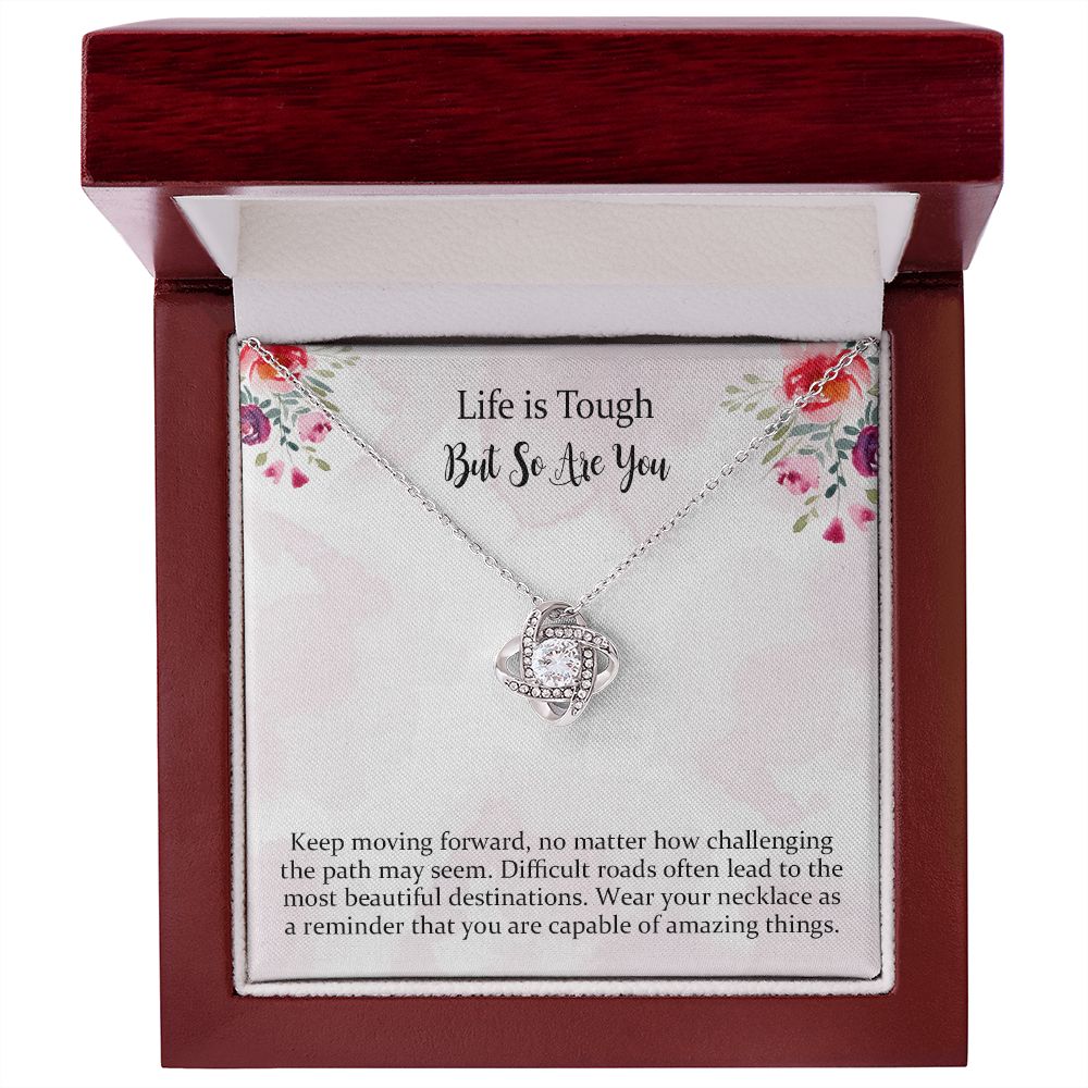 Cancer Survivor Love Knot Necklace Gift， Encouragement Jewelry Gifts for Women， Sick Friend Care Package Unique Gift Necklace for Birthday， Anniversary