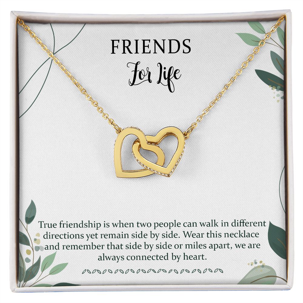 Long Distance Friendship Interlocking Hearts Necklace Gift,  We Are Connected By Heart