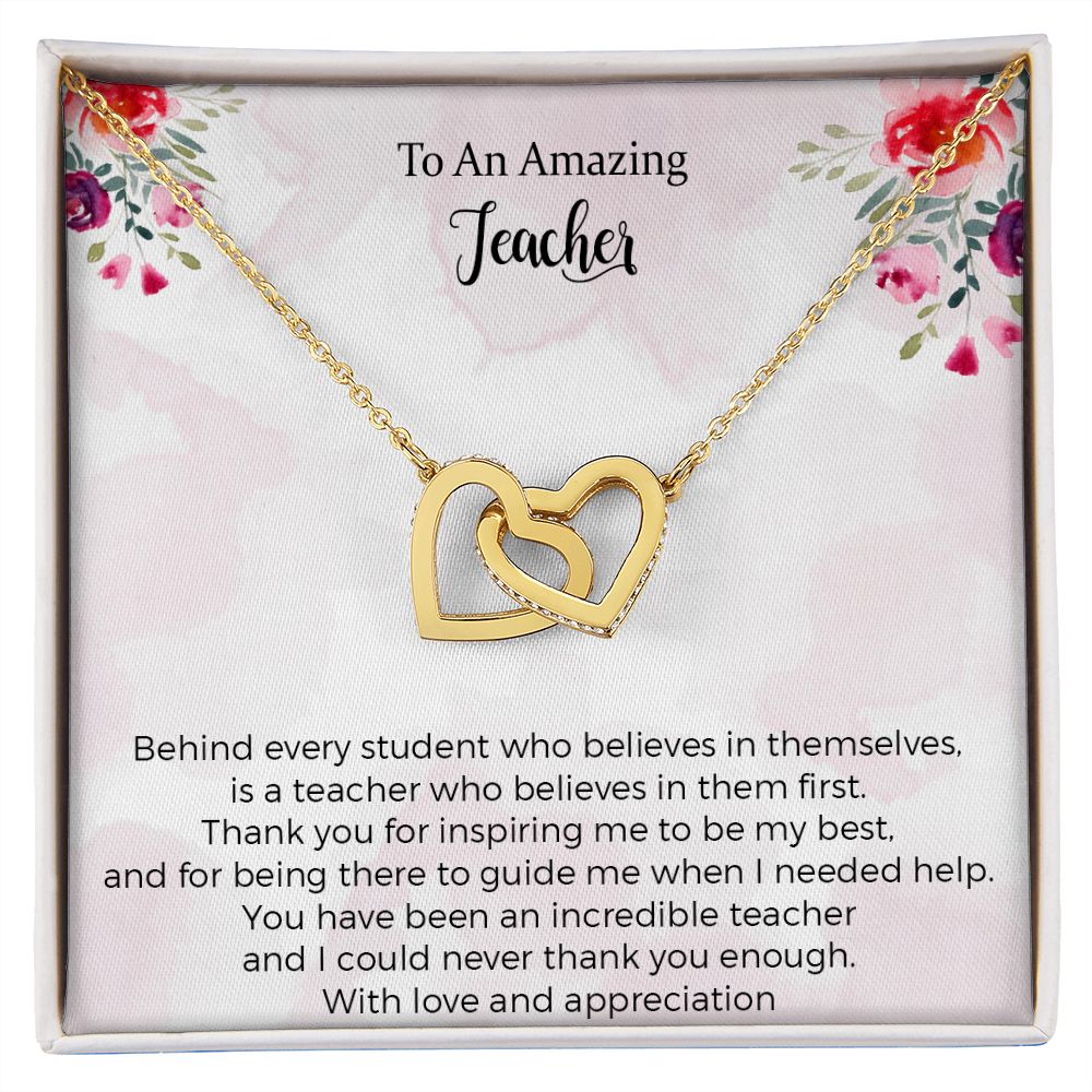 Teacher Interlocking Hearts Necklace, Future Teacher Gift, Love Knot Necklace, Graduate Teacher Necklace