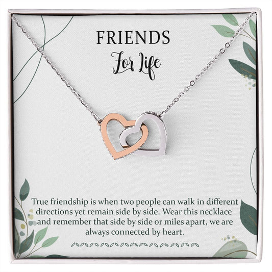 Long Distance Friendship Interlocking Hearts Necklace Gift,  We Are Connected By Heart