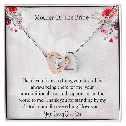 Mother Of The Bride Interlocking Hearts Necklace Jewelry Gift From Daughter Bride For Mom Of Bride Gift