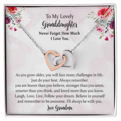 Granddaughter Necklace Gifts from Grandma Grandmother or Grandpa Grandfather, To My Granddaughter Jewelry Gift from Grandparents, Granddaughter Graduation Birthday Wedding Jewelry with Message Card.