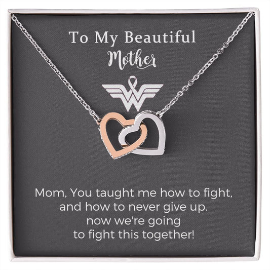 Breast Cancer Survivor Interlocking Hearts Necklace Gifts for Women， Encouragement Jewelry Gifts for Mother， Cheer Up Gifts for Cancer Patients Women， Recovery Get Well Soon Post Surgery Gift Necklace for Birthday