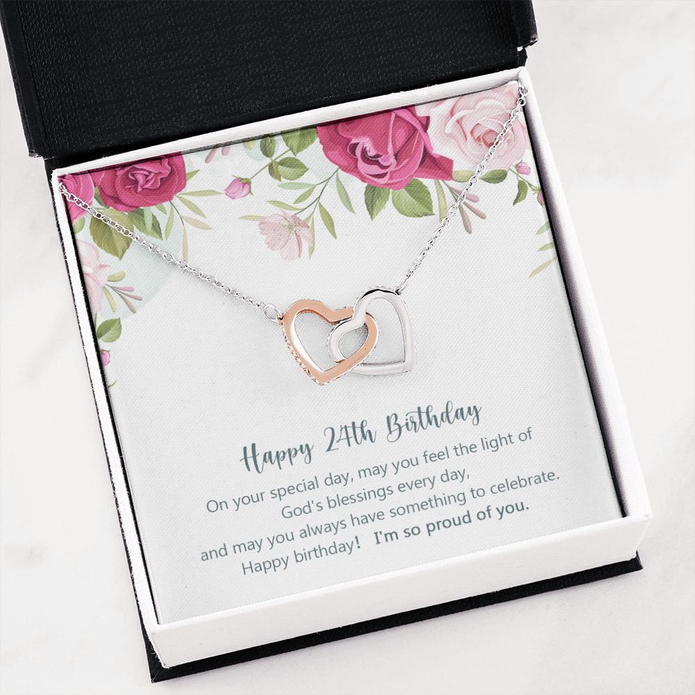 Birthday Gifts for Girls Women Jewelry, Pendant Interlocking Hearts Necklace 23rd Birthday Gift for Girls, Daughter, Sister, Friend, Daughter with Message Card and Gift Box