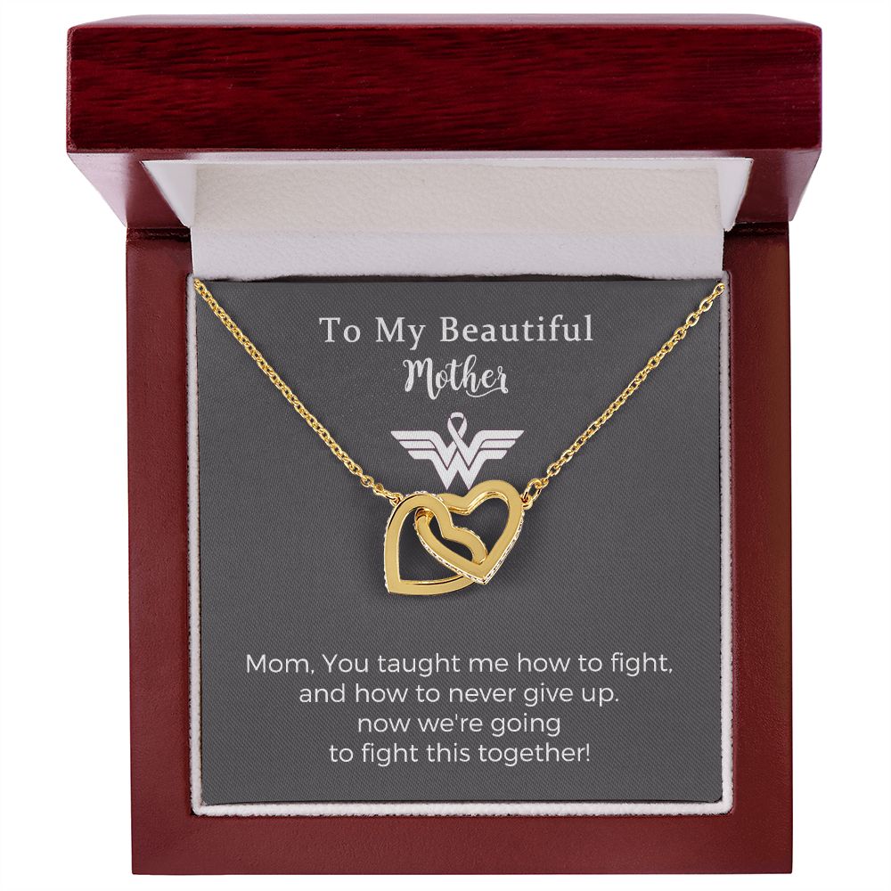 Breast Cancer Survivor Interlocking Hearts Necklace Gifts for Women， Encouragement Jewelry Gifts for Mother， Cheer Up Gifts for Cancer Patients Women， Recovery Get Well Soon Post Surgery Gift Necklace for Birthday
