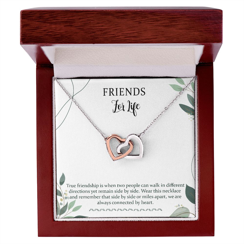 Long Distance Friendship Interlocking Hearts Necklace Gift,  We Are Connected By Heart
