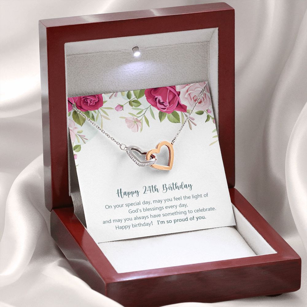 Birthday Gifts for Girls Women Jewelry, Pendant Interlocking Hearts Necklace 23rd Birthday Gift for Girls, Daughter, Sister, Friend, Daughter with Message Card and Gift Box