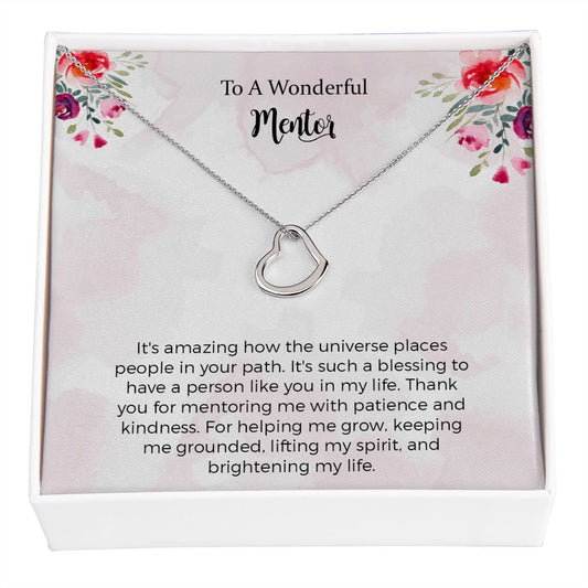 Personalized Necklace Gift, , Mentor Delicate Heart Necklace, Gift For Women Necklace
