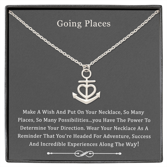 Friendship Anchor Compass Necklace Good Luck Elephant Pendant Chain Necklace with Message Card Gift Card