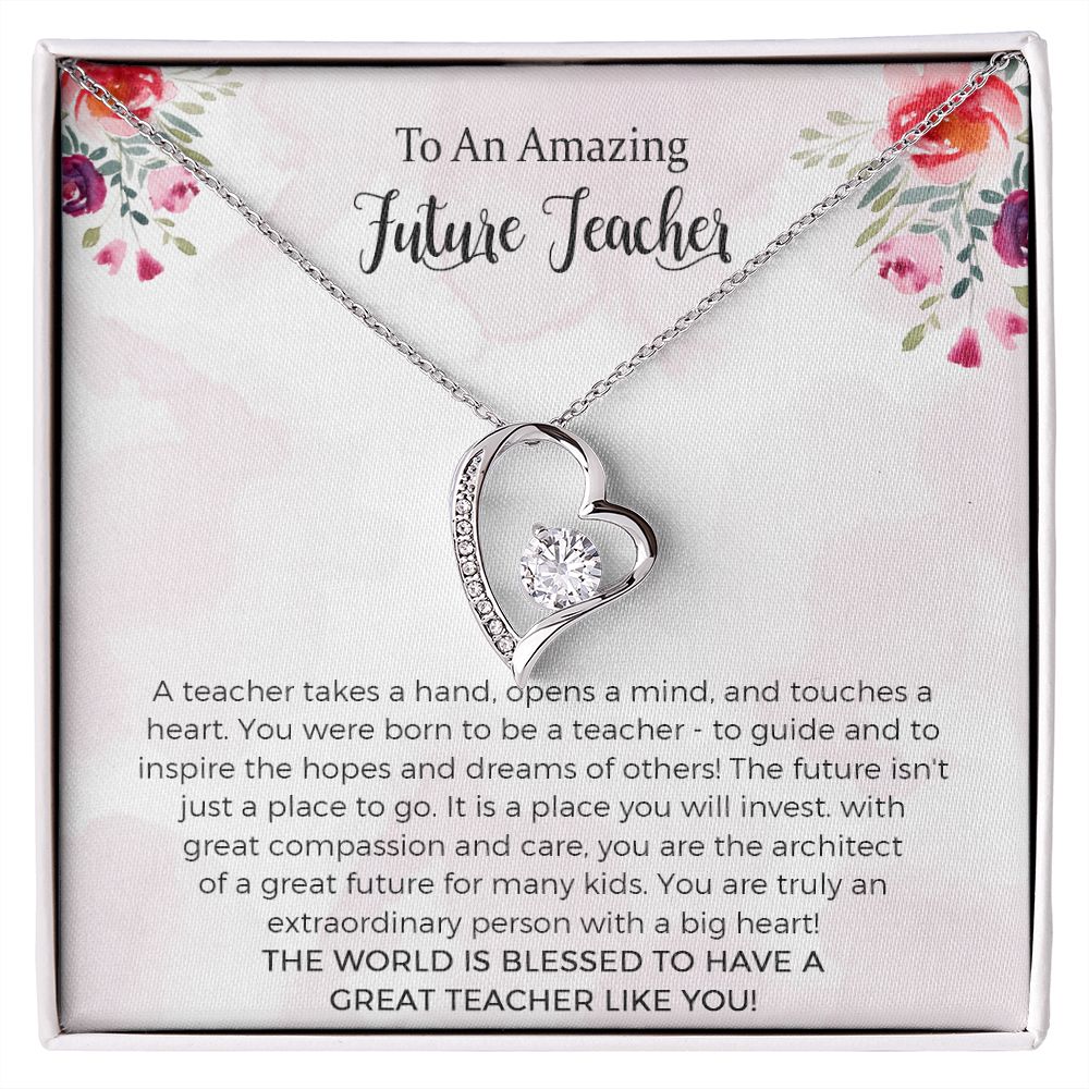 Teacher Forever Love Necklace, Future Teacher Gift, Love Knot Necklace, Graduate Teacher Necklace